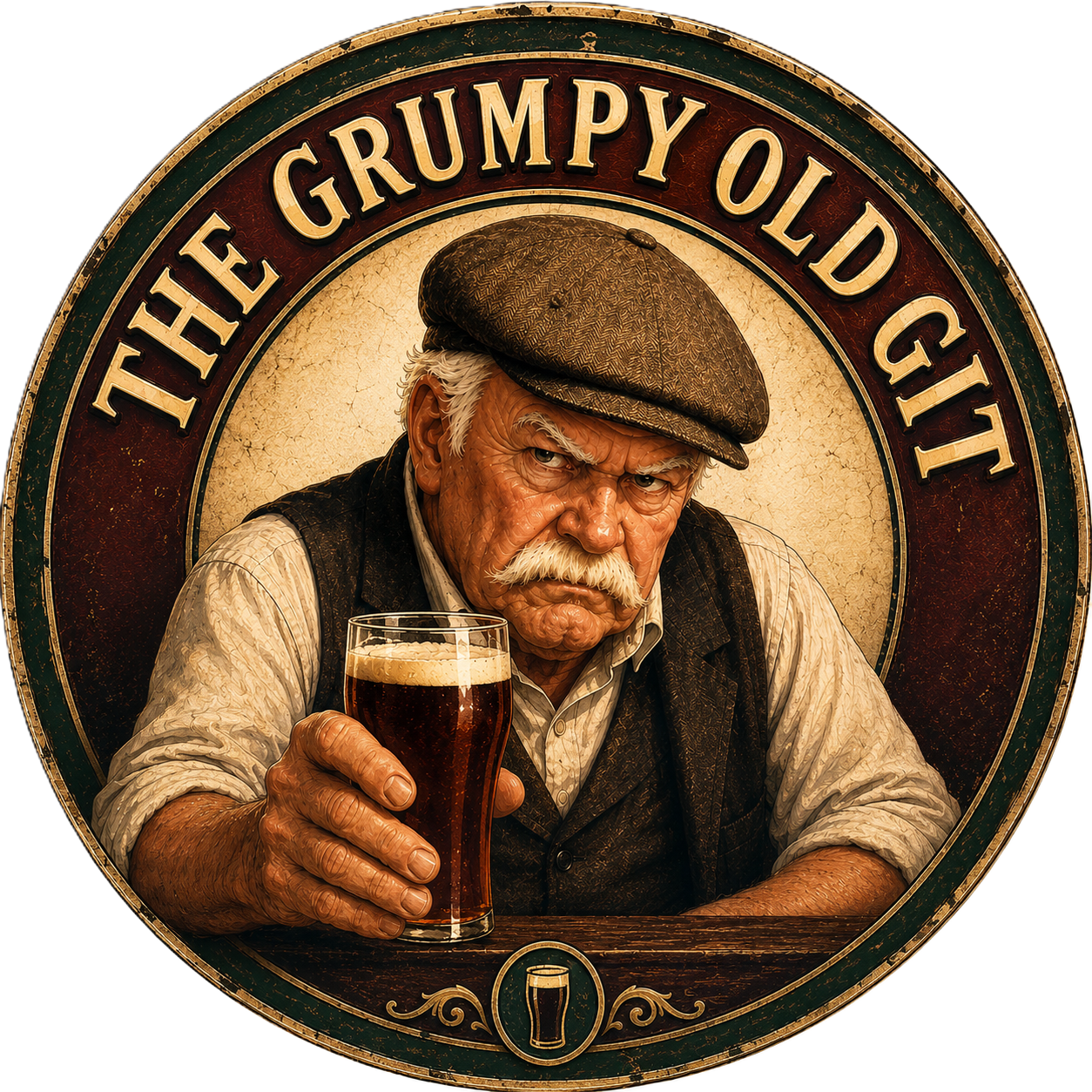 George raising a pint